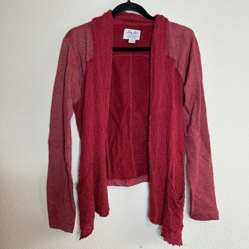 Lucky brand lucky lotus red open cardigan